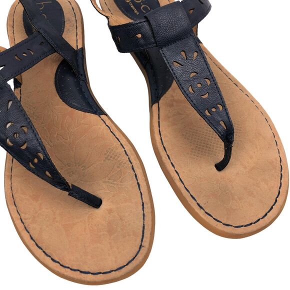 BOC Born Concept T-Strap Thong Ankle Strap Flat Sandals Shoes Size 10 Navy Blue - Picture 6 of 9